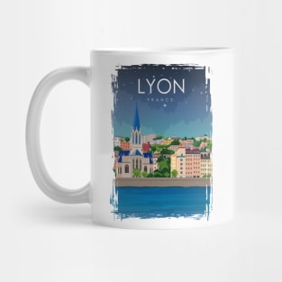 Lyon France Vintage Minimal Retro Travel Poster Mug